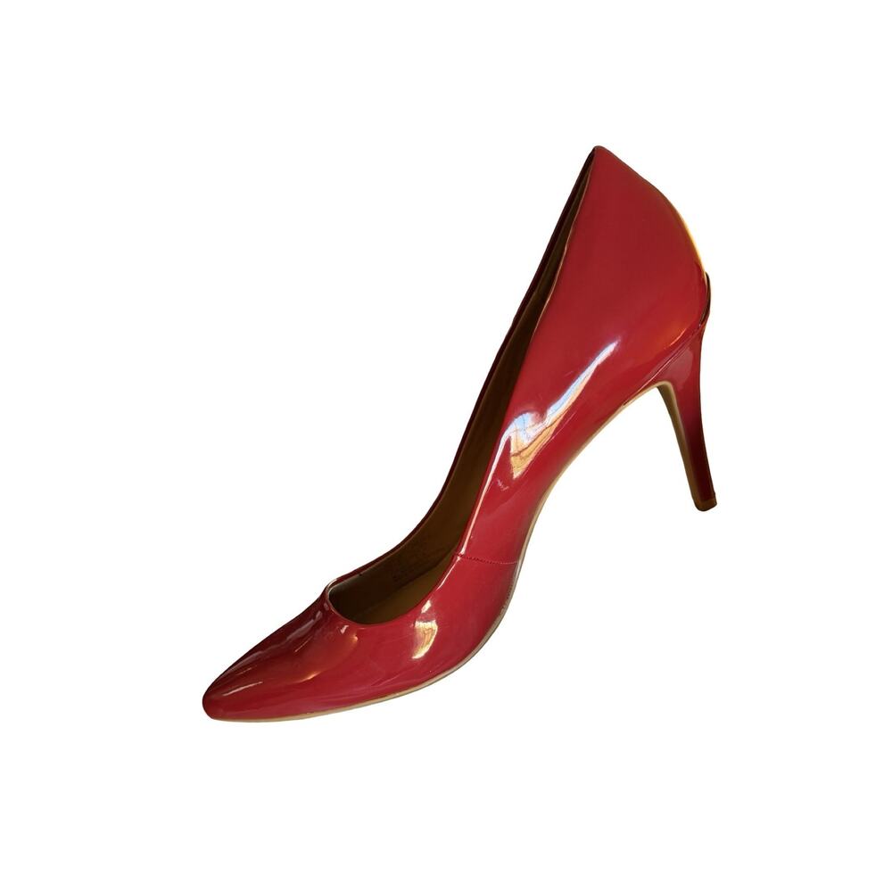 Calvin Klein Heels Size 10 Red Kamara Pump Classic 4" Heel Silver Heel Cap Logo